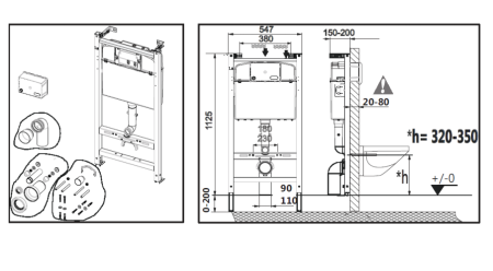 Комплект унитаза с инсталляцией Roca Debba 893104970, глубина унитаза 54см, без клавиши в комплекте, с микролифтом, безободковый, быстросъемное